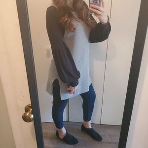 Black bubble sleeve blouse